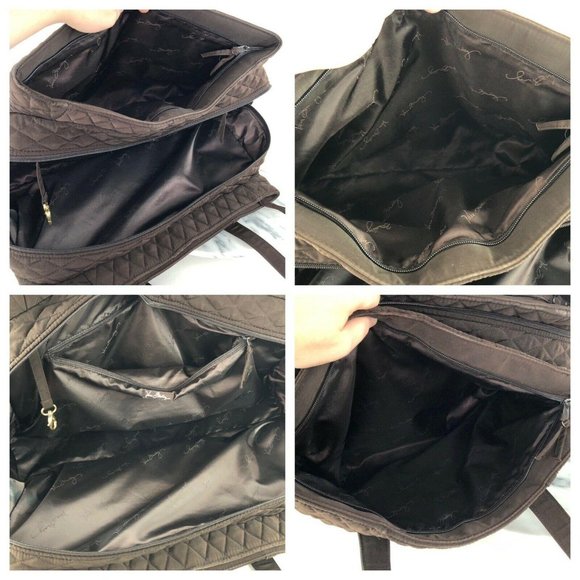 VERA BRADLEY Quilted Espresso XL Tote Weekender Carry On Bag & Laptop Briefcase - Picture 10 of 12